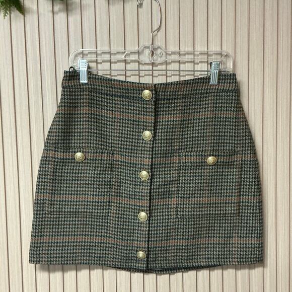 L’AGENCE Zander Plaid Button-Front Mini Skirt Women’s Size 8 - Picture 1 of 12